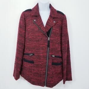 Lucky Brand Tweed Multi Zip Pockets Jacket